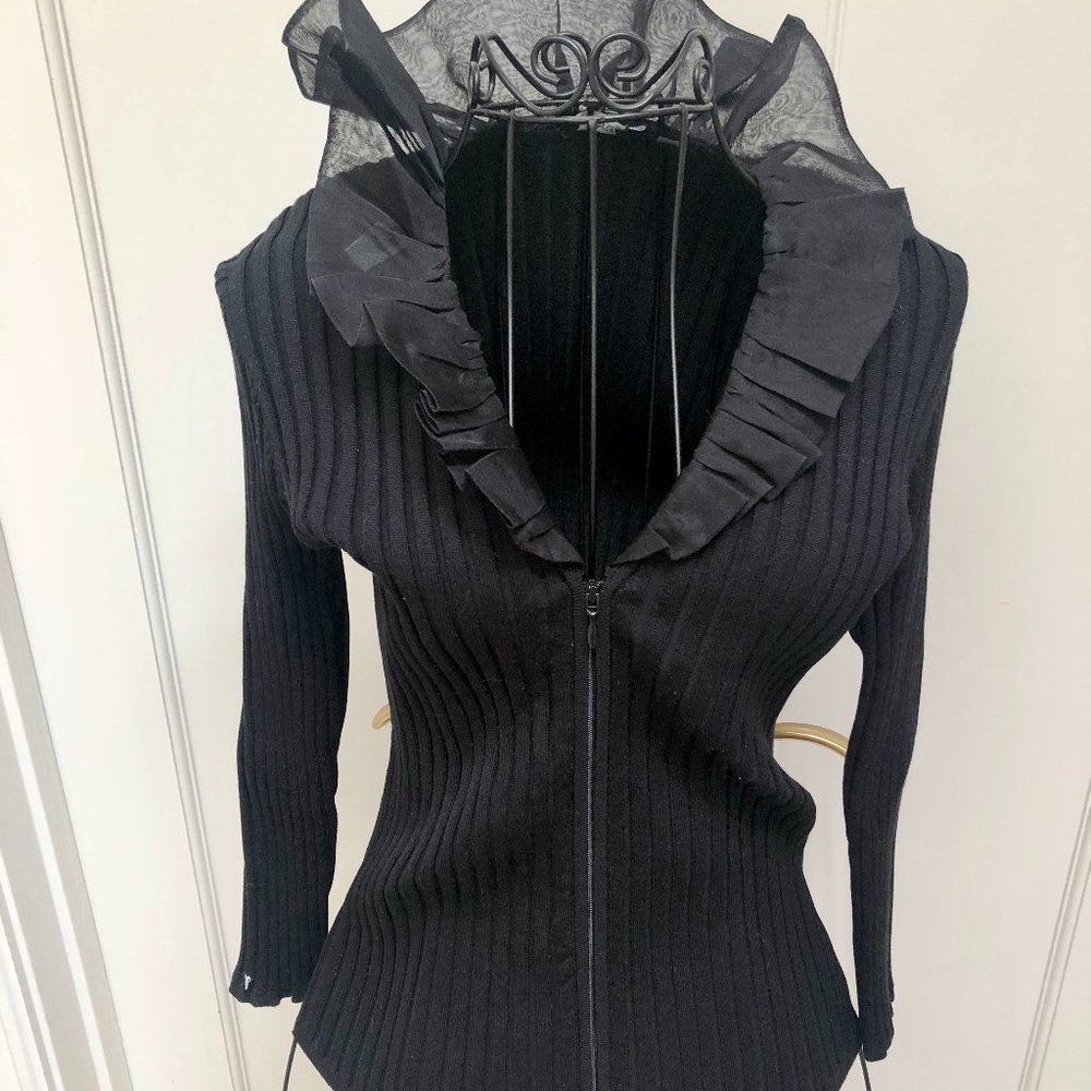 Elegant Sculptured Silk Black Sweater.  ** REDUCED Price to Sell